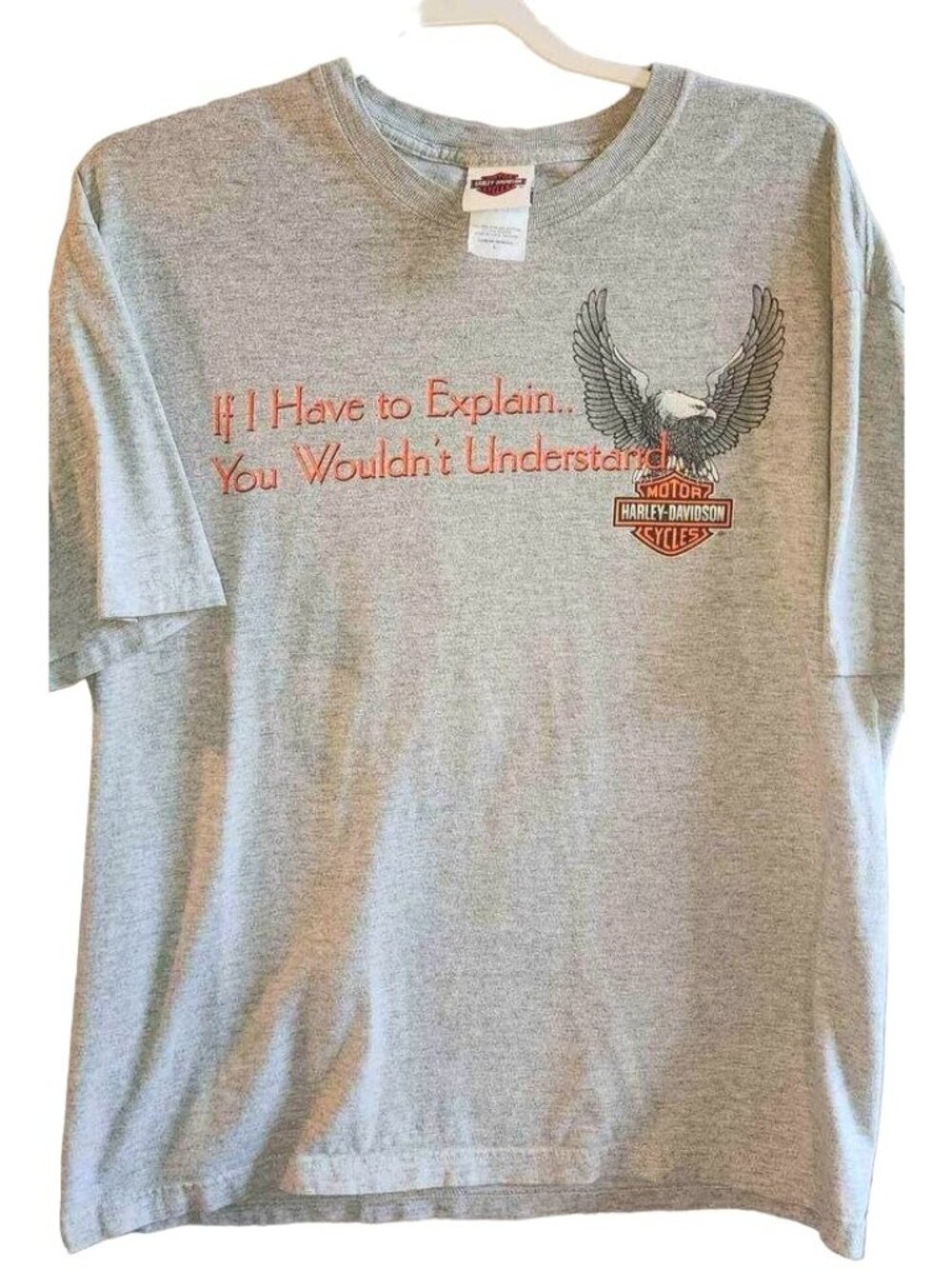 Harley Davidson Motorcycle Large Short Sleeve T-Shirt Double Sided Graphics •64
